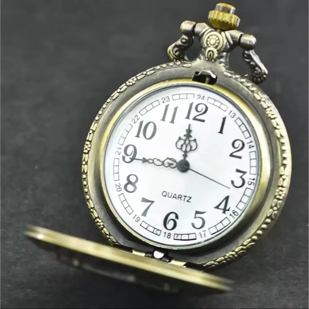 Police Badge Gold Pocket Watch Men's Valentine's Birthday Vintage Fashion Gift